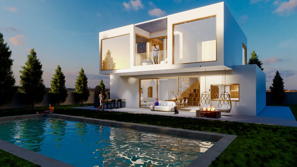 Render de vivienda contemporanea