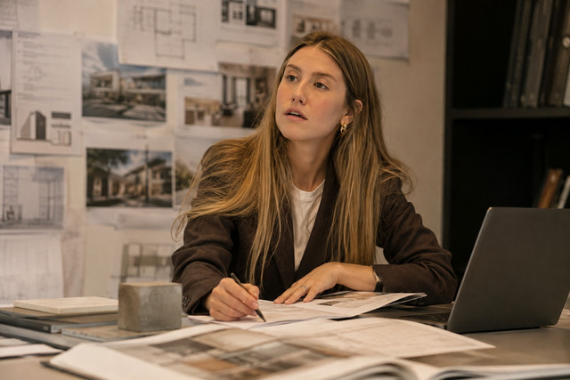 Sandra Palacios Castillejo, socia de ARQ-T, revisando documentación en el estudio
